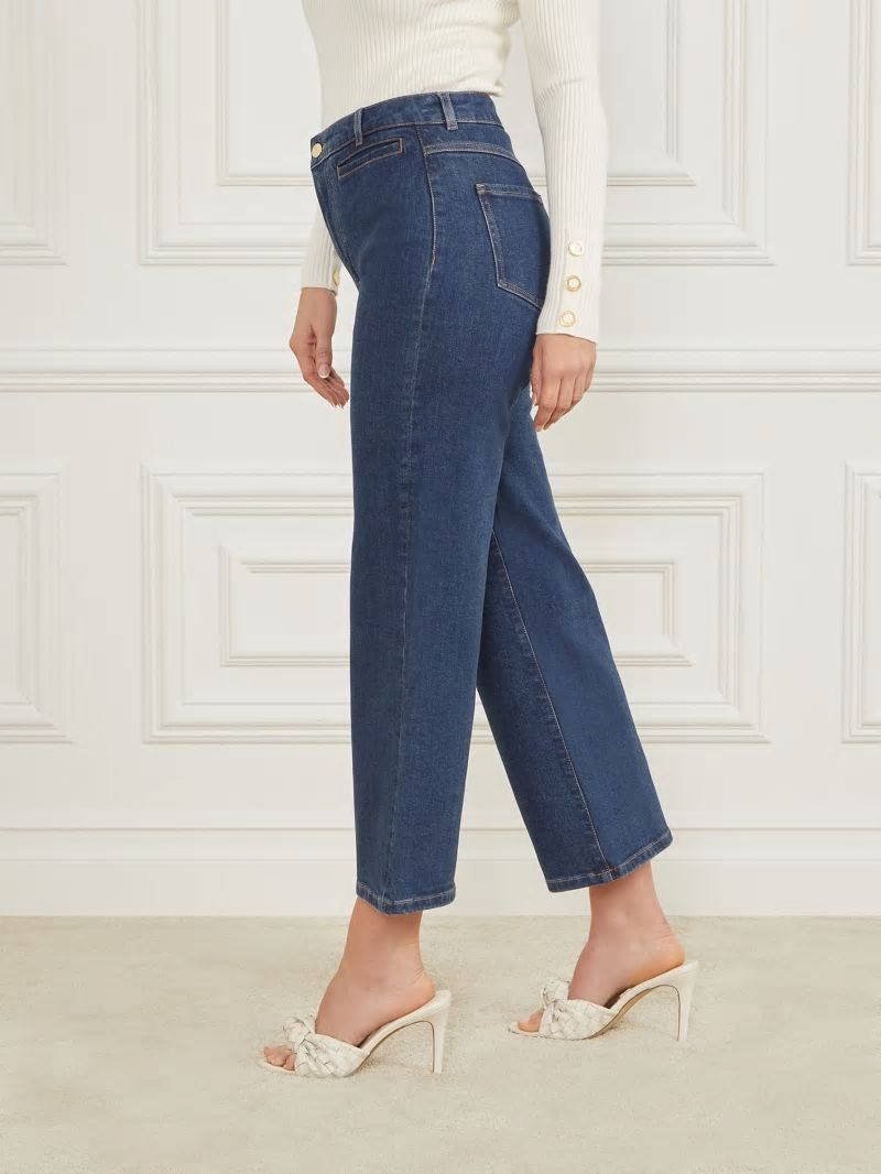 Guess Lyric Wide-Leg Denim Pant - Dark Blue Denim Wash