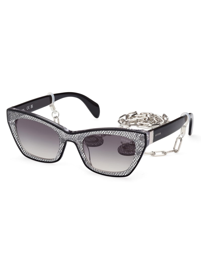 Guess Metallic Plastic Cat-Eye Sunglasses - Silver