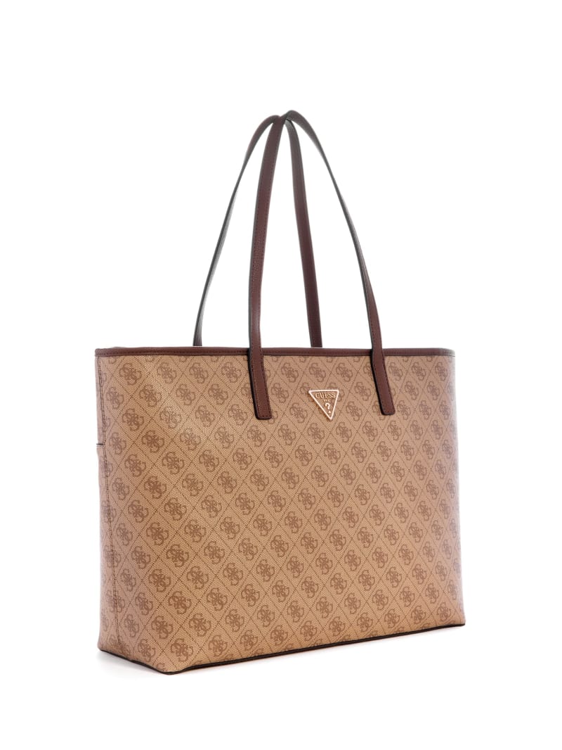 Guess Power Play Quattro G Large Tech Tote - Latte Logo