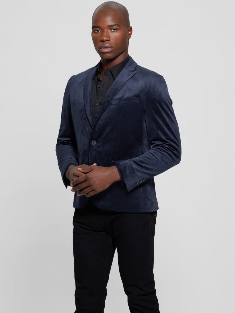 Guess Fulham Velvet Blazer - Bleu éLéGant