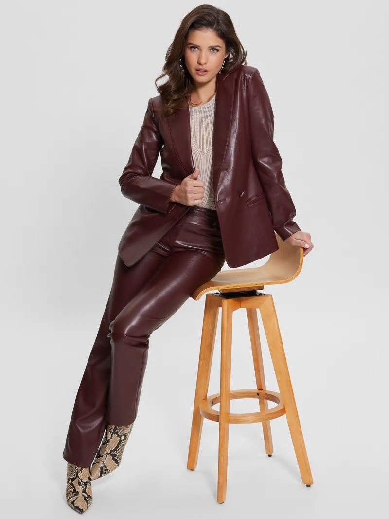 Guess Emelie Faux-Leather Blazer - Mystic Wine Multi