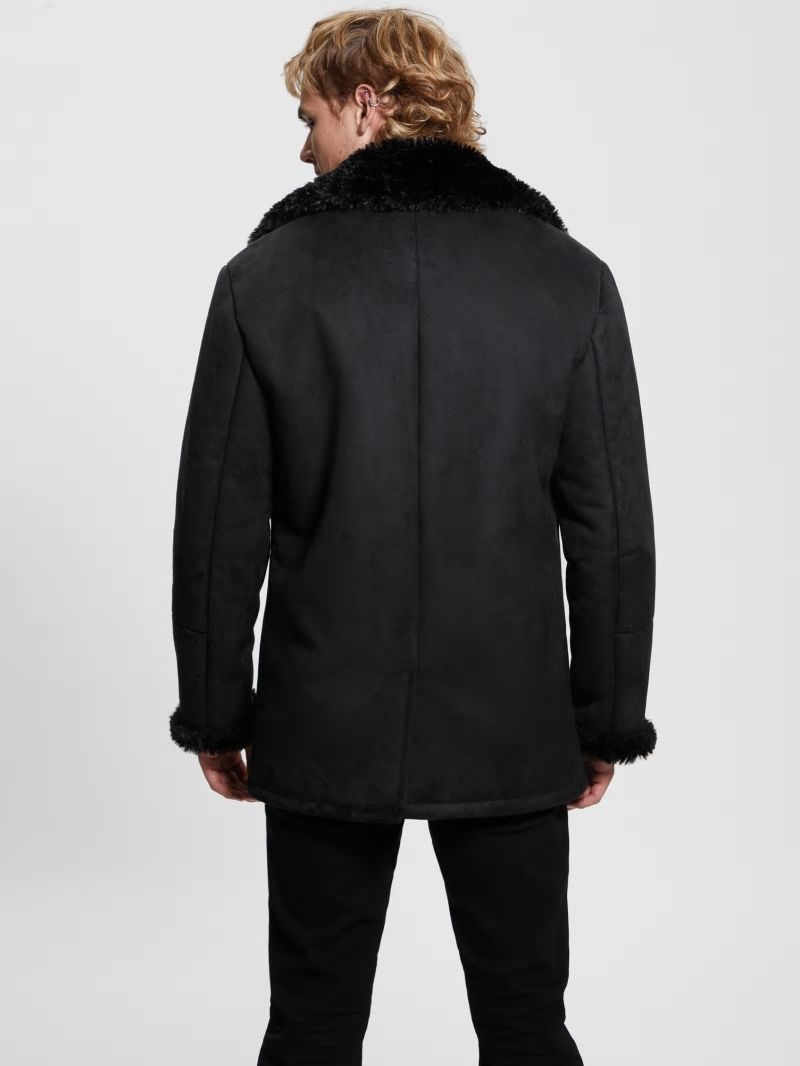 Guess Ian Faux-Suede Coat - Jet Black Multi