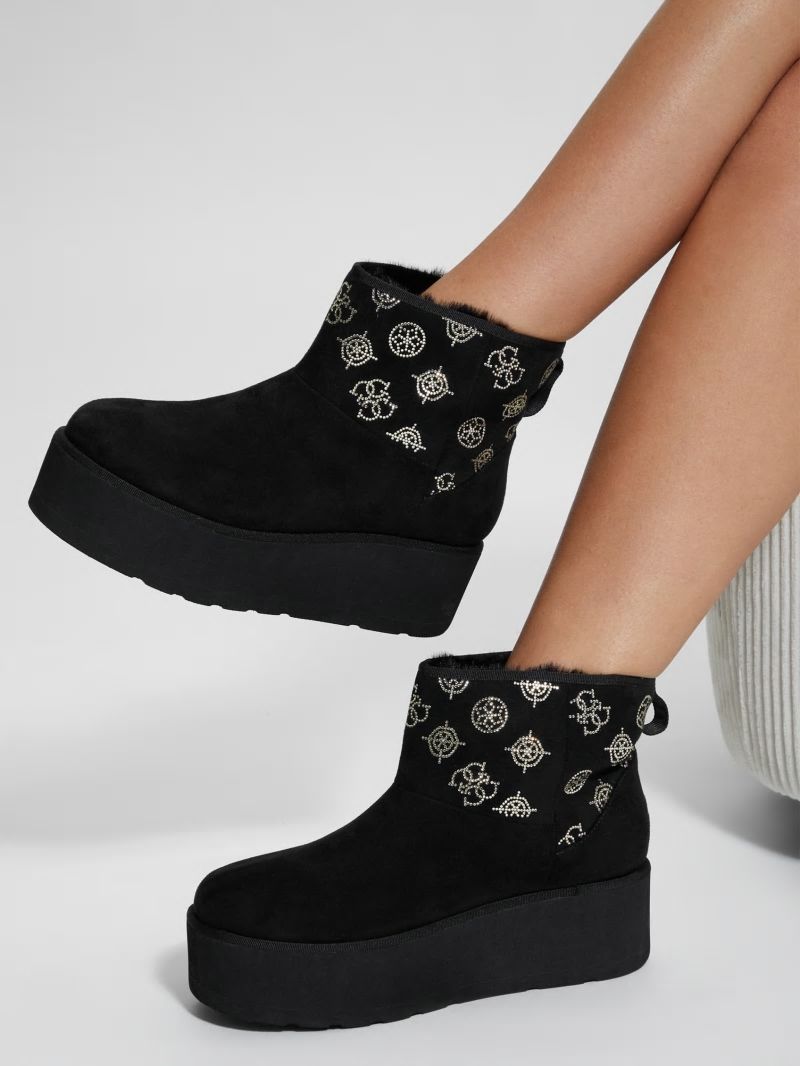 Guess Jilla Platform Faux-Suede Booties - Black 001