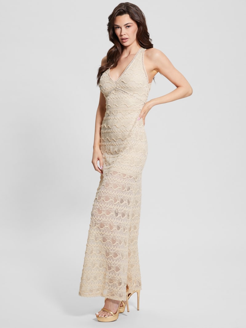 Guess Liza Lace Maxi Dress - Pearl Oyster