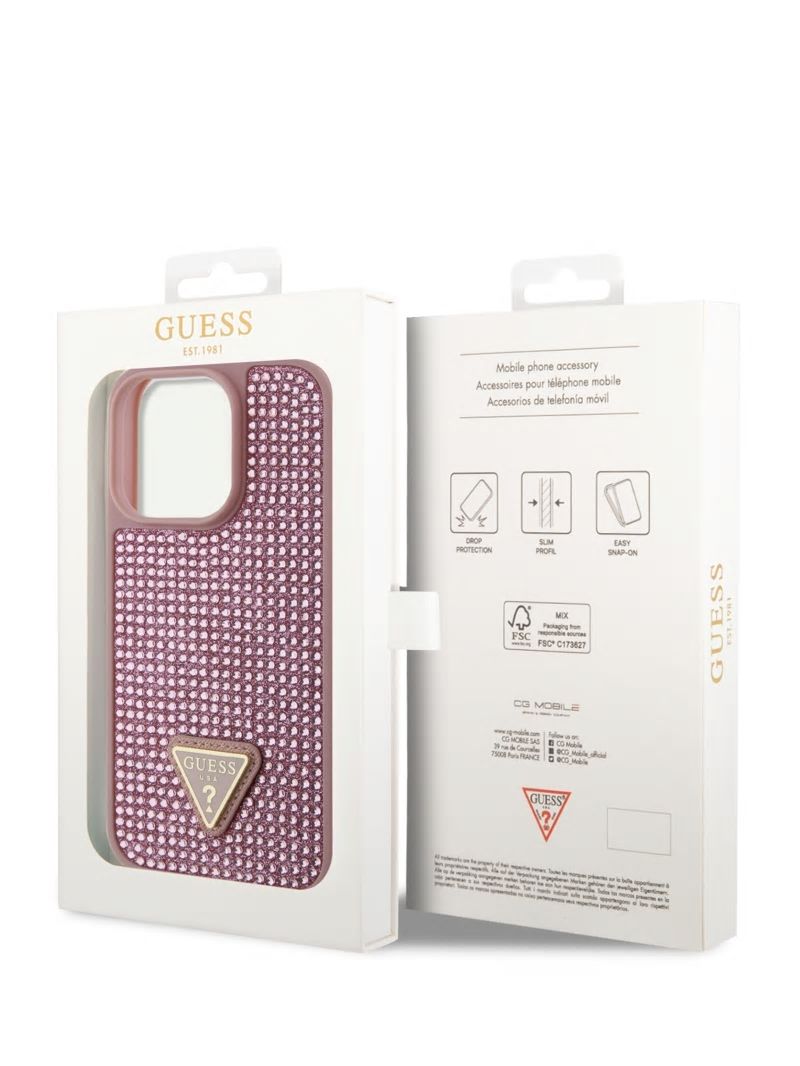 Guess Rhinestone iPhone 14 Pro Case - Silver