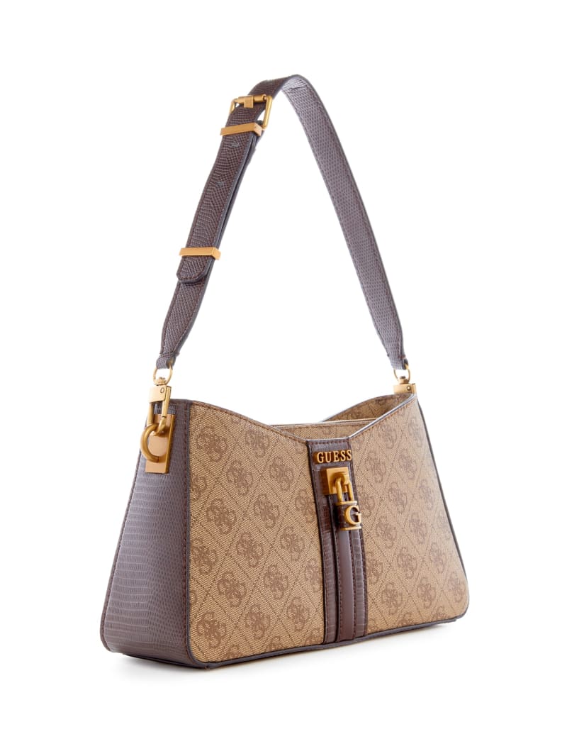 Guess Ginevra Logo Elite Shoulder Bag - Latte Logo