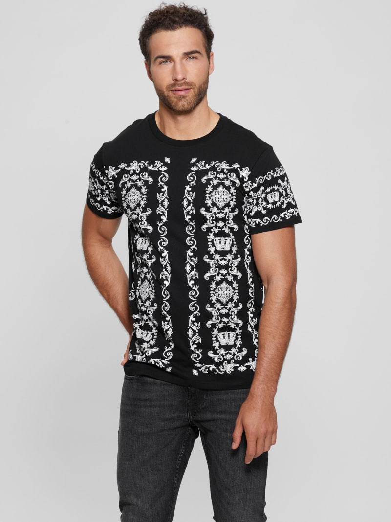 Guess Eco Crown Scroll Tee - Black