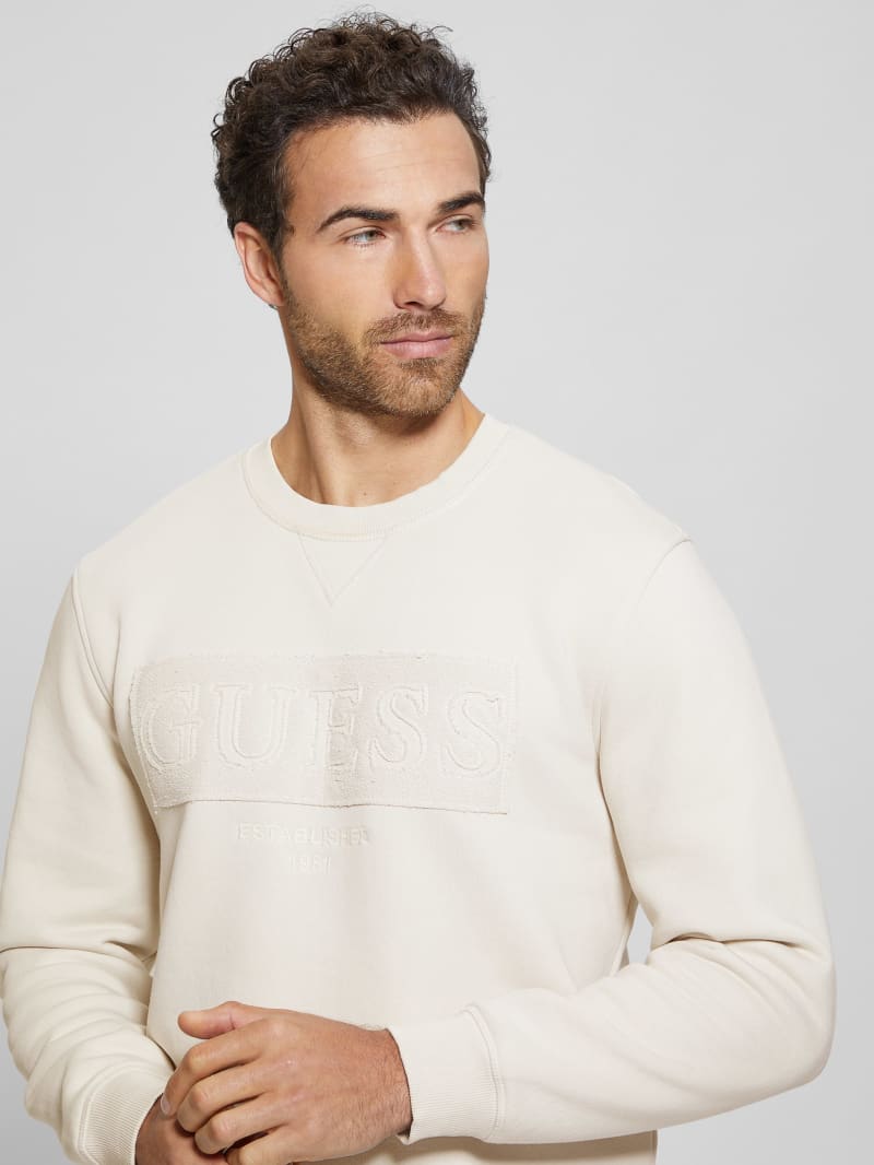 Guess Eco Beau Crewneck Fleece Sweatshirt - Muted Stone