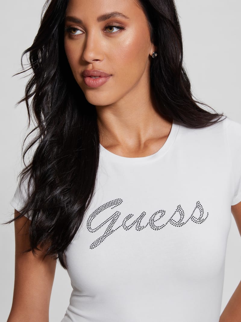 Guess Bling Signature Script Tee - Pure White