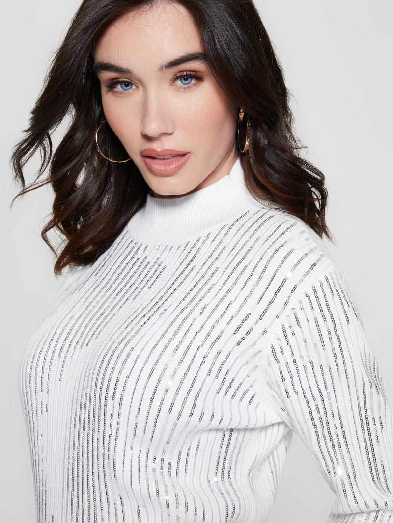 Guess Vivian Sequin Sweater - Pure White