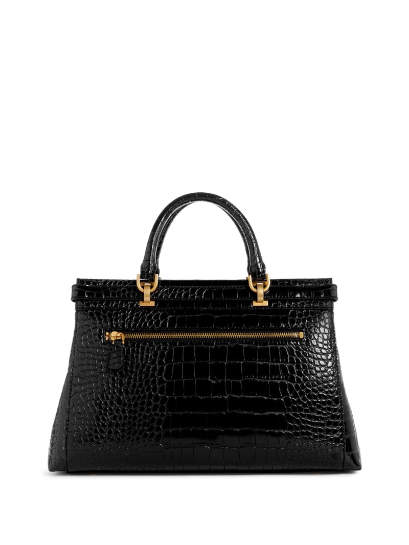 Guess Sestri Crocodile-Embossed Satchel - Black