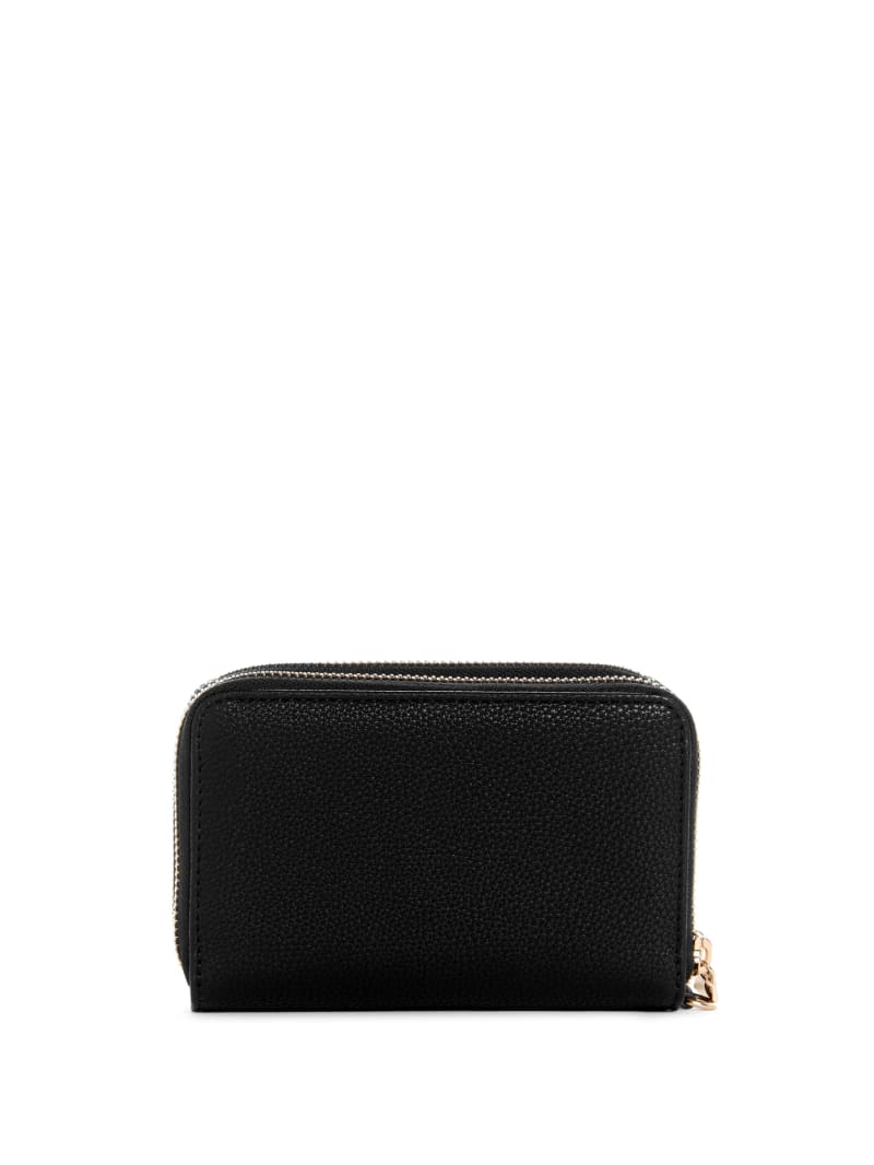 Guess Meridian Medium Zip-Around Wallet - Black Floral Print