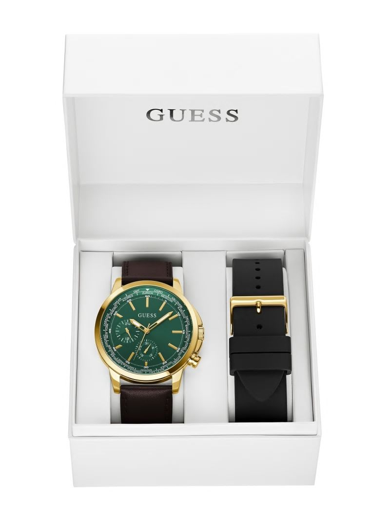 Guess Gold-Tone Leather Multifunction Watch - Gold