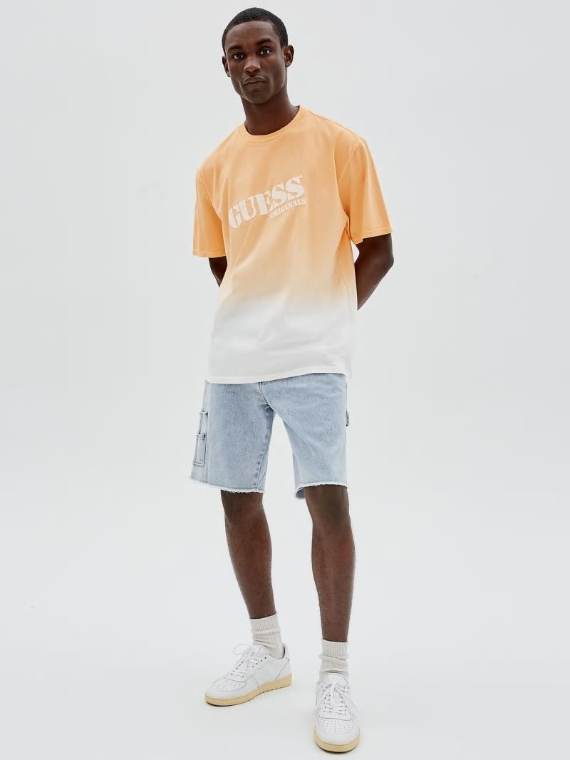 Guess GUESS Originals Dip-Dye Logo Tee - Orange Candy Multi