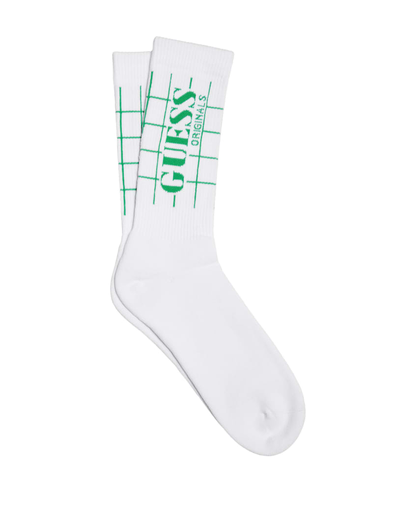 Guess GUESS Originals Grid Crew Socks - Pure White Multi