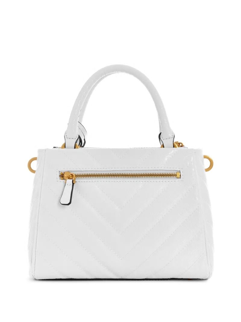 Guess Jania Quilted Small Girlfriend Satchel - White