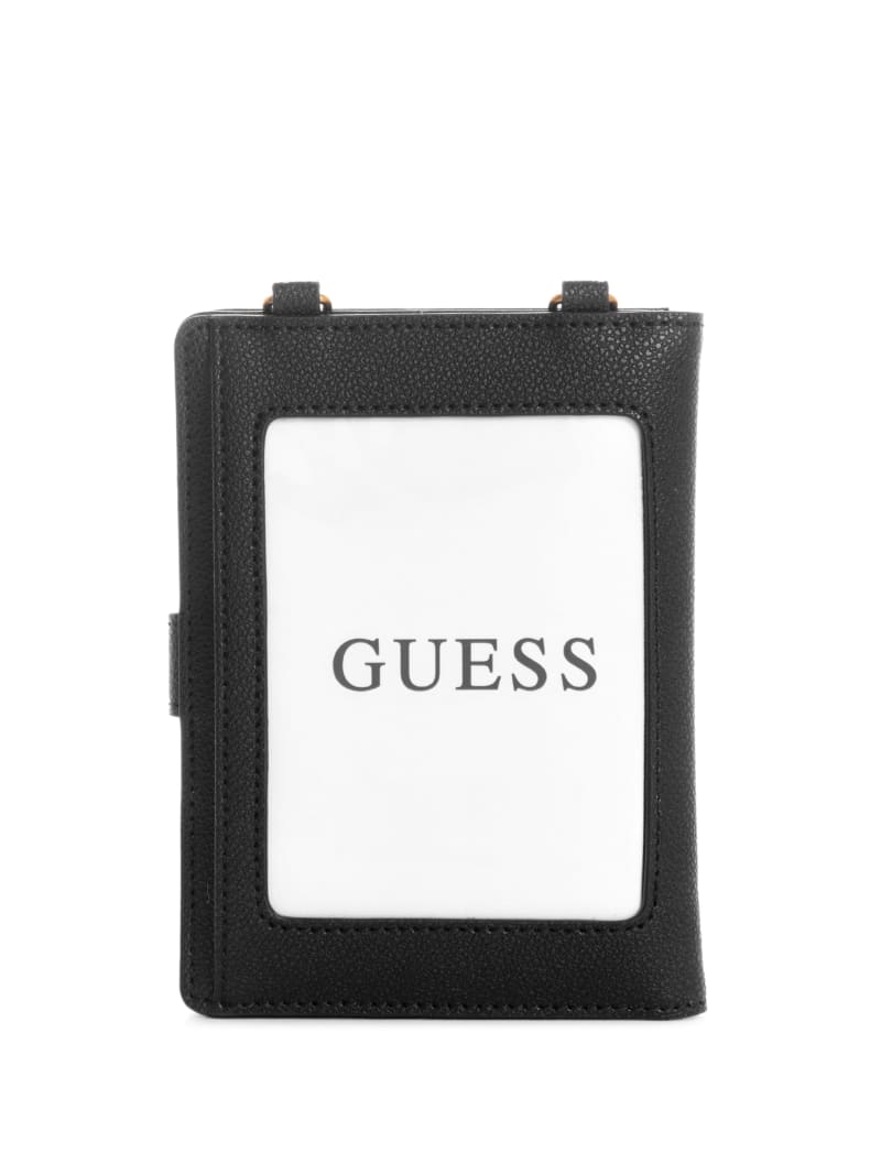 Guess Laurel Chain Passport Case - Black Floral Print