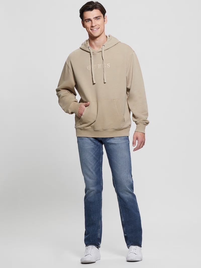 Guess Finch Terry Logo Hoodie - Neutral Sand Multi