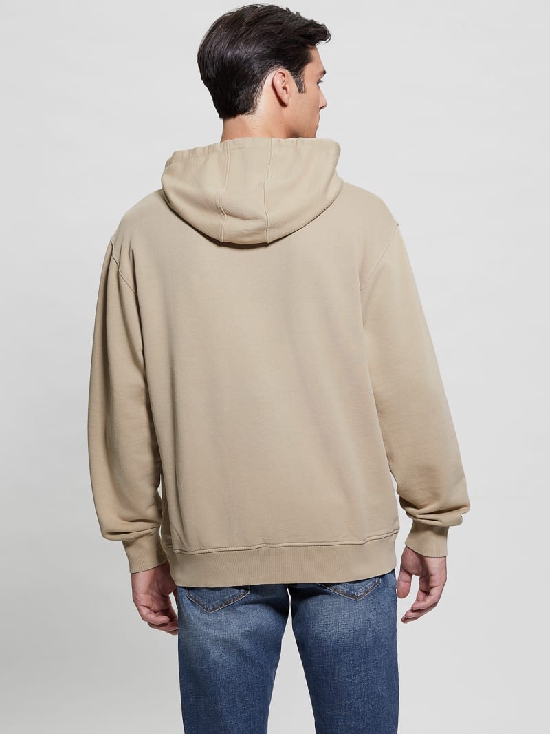 Guess Finch Terry Logo Hoodie - Neutral Sand Multi