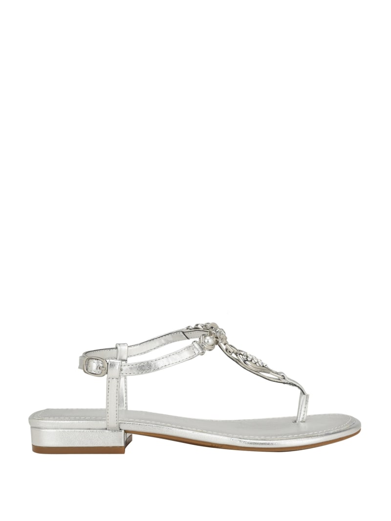 Guess Jiarella T-Strap Signature Sandal - Silver 040