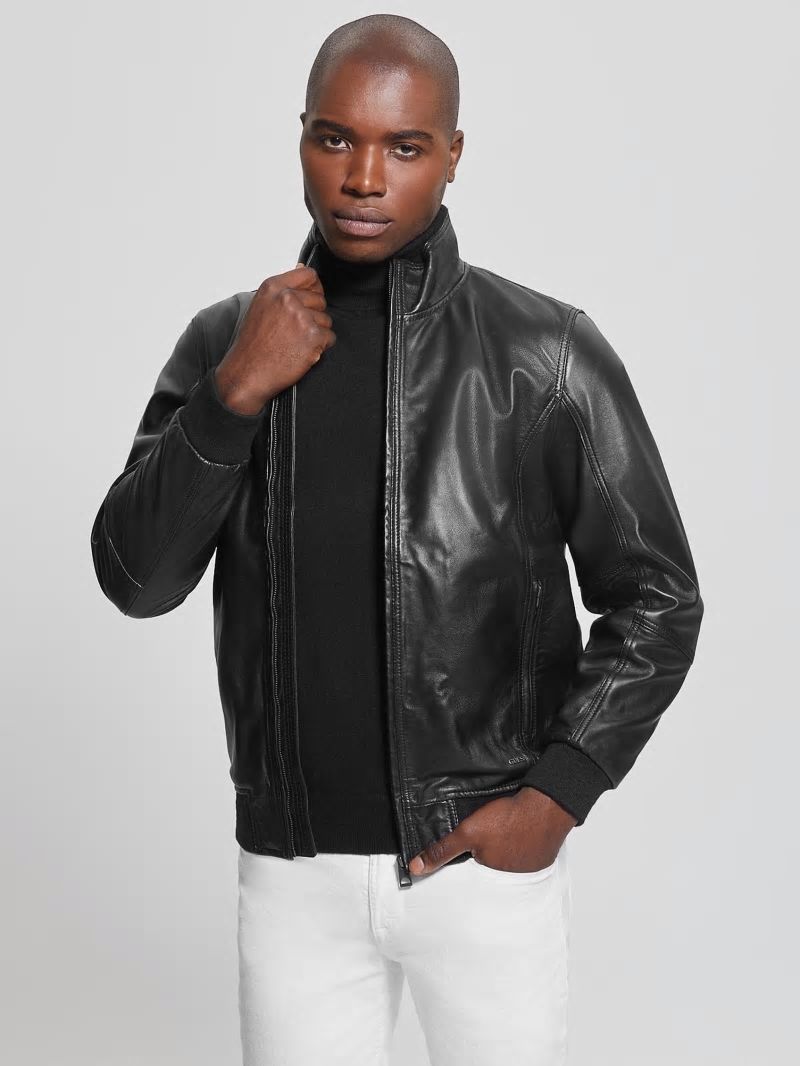 Guess Soft Leather Jacket - Black