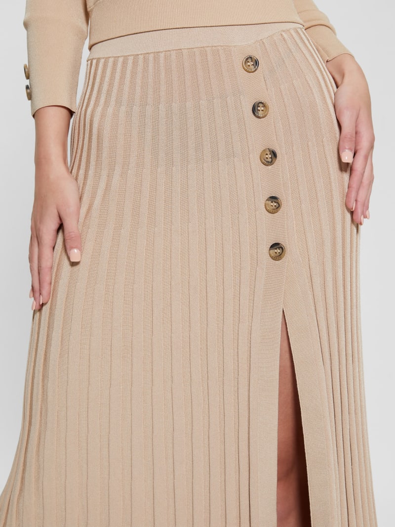 Guess Shopie Pleated Sweater Skirt - Foamy Taupe