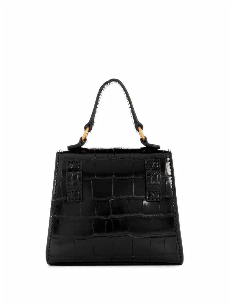 Guess Sestri Crocodile-Embossed Mini Crossbody - Black