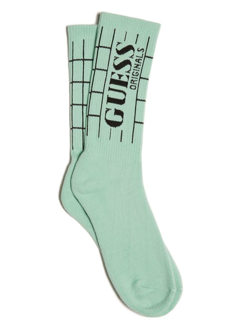 Guess GUESS Originals Grid Crew Socks - Soft Jade