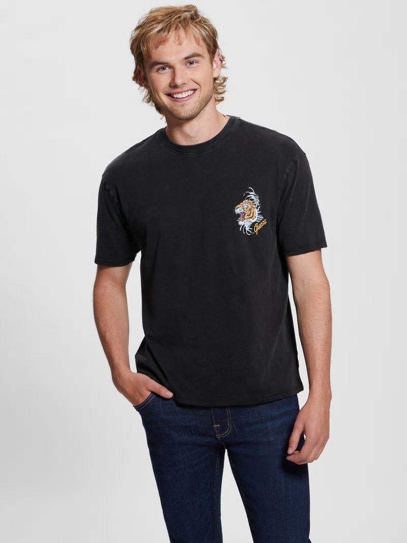 Guess Tiger Wave Tee - Jet Black Multi