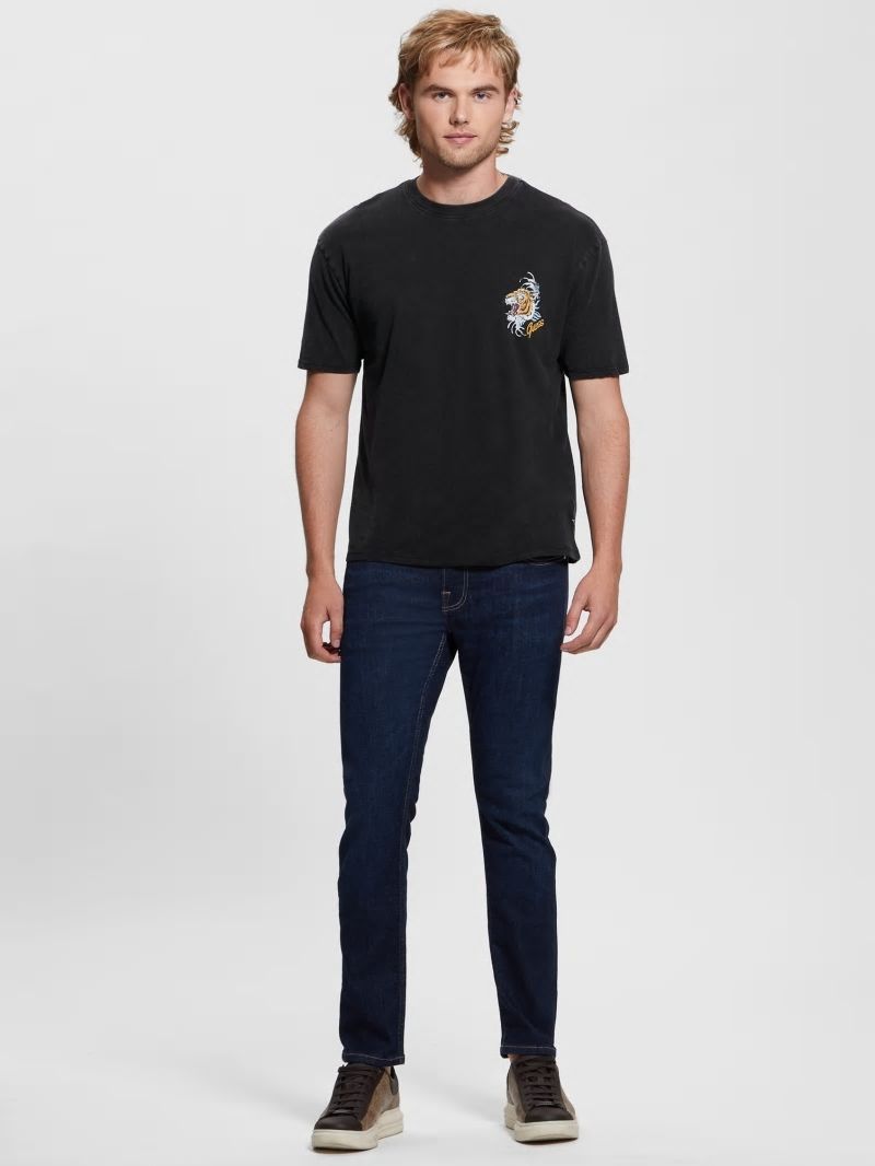 Guess Tiger Wave Tee - Jet Black Multi