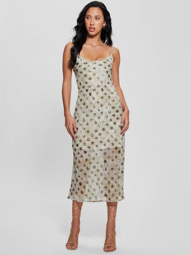 Guess Akilina Printed Midi Dress - Sandy Polka Dots