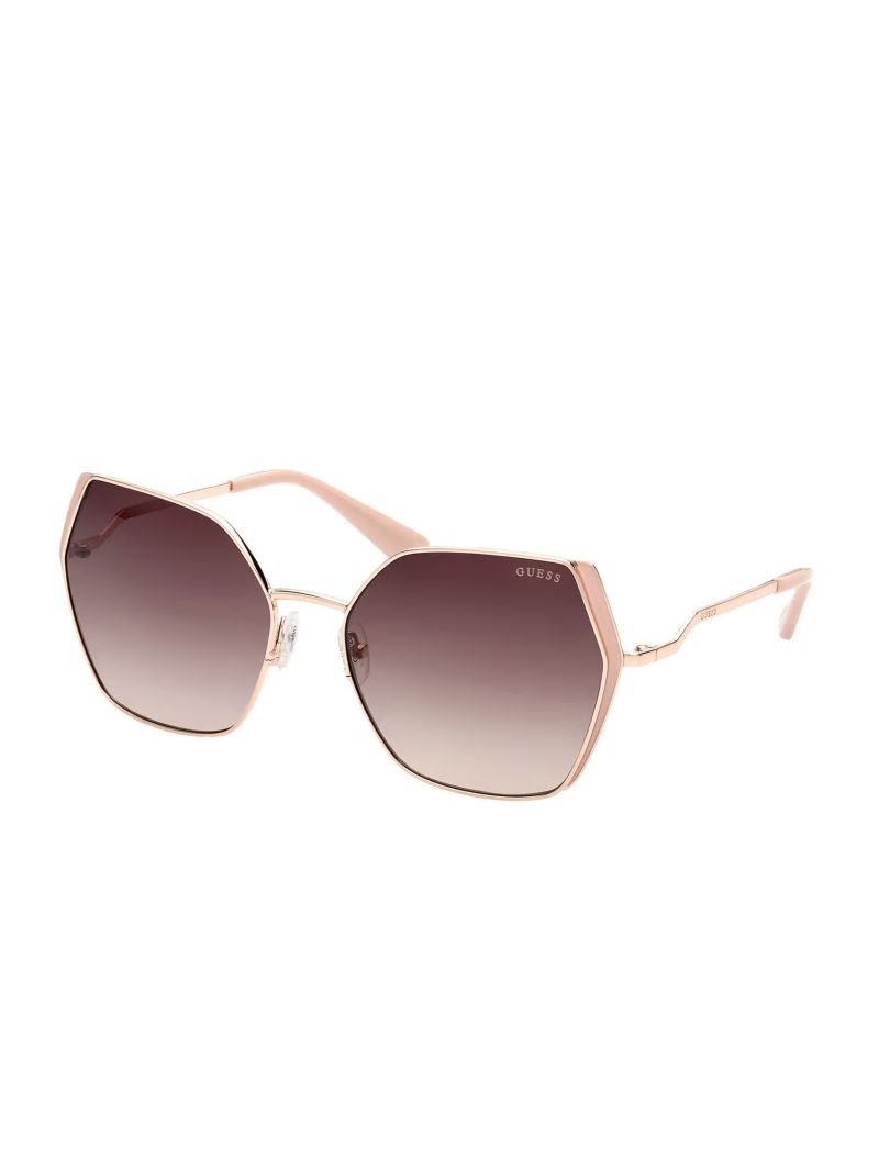 Guess Oversized Metal Geometric Sunglasses - Rosegold