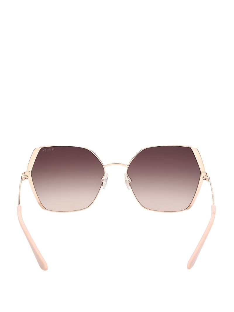 Guess Oversized Metal Geometric Sunglasses - Rosegold