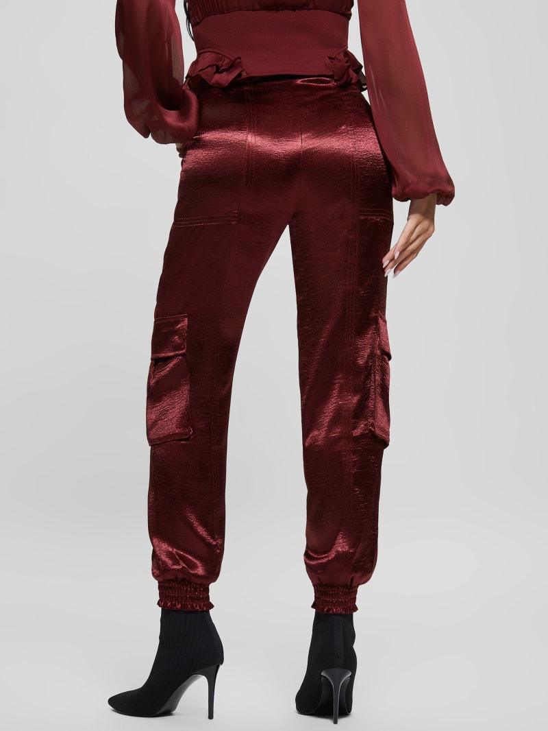 Guess Eco Soundwave Satin Cargo Pants - Mystic Wine