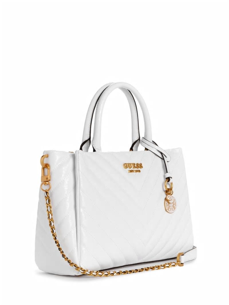 Guess Jania Quilted Society Satchel - White