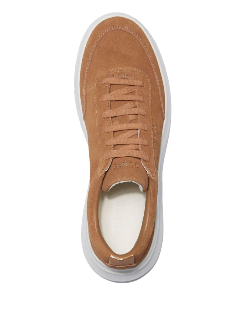 Guess Dolo Logo Low-Top Sneakers - Medium Brown Suede