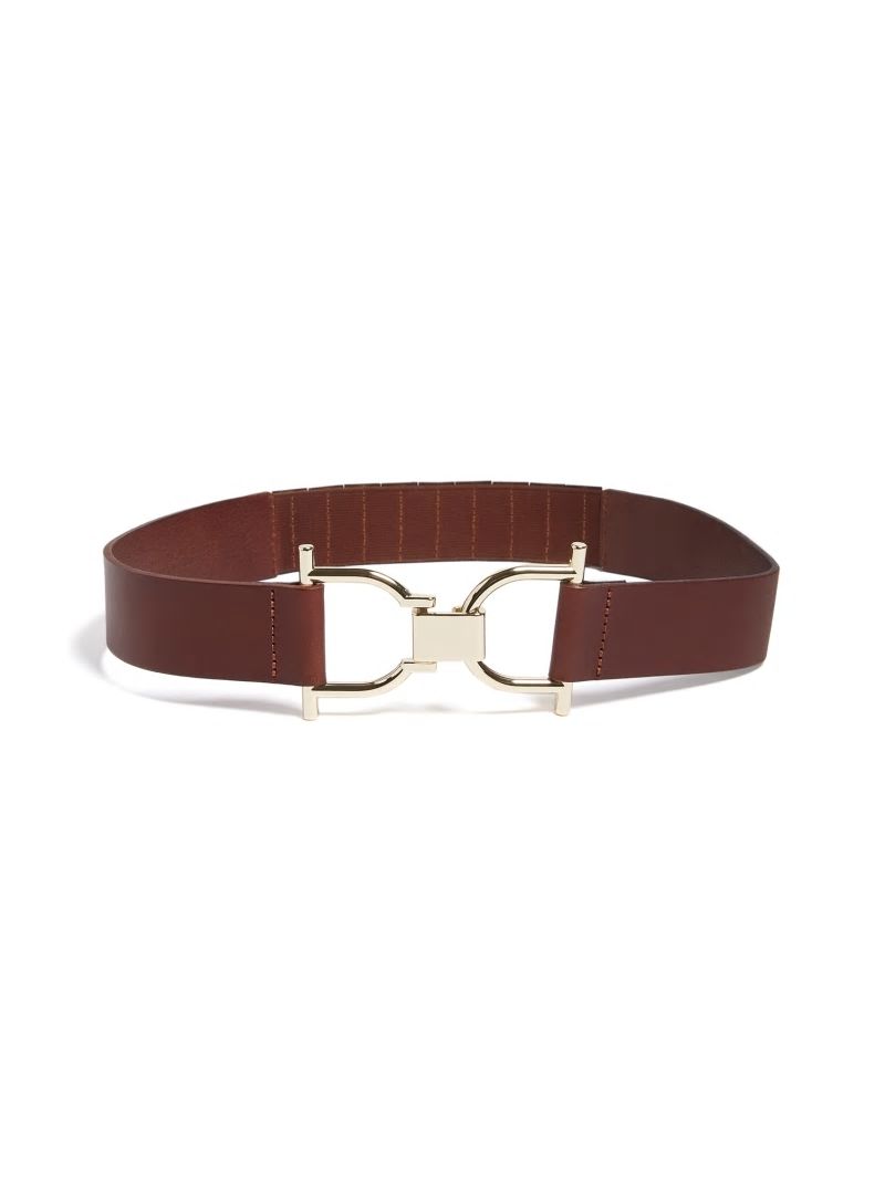 Guess Interlocked Leather Waist Belt - Nude