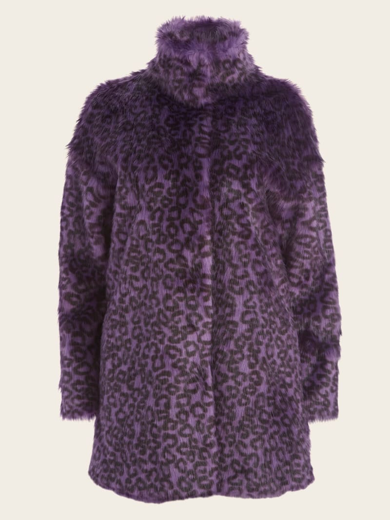 Guess Larissa Faux-Fur Coat - Satellite Purple & Black