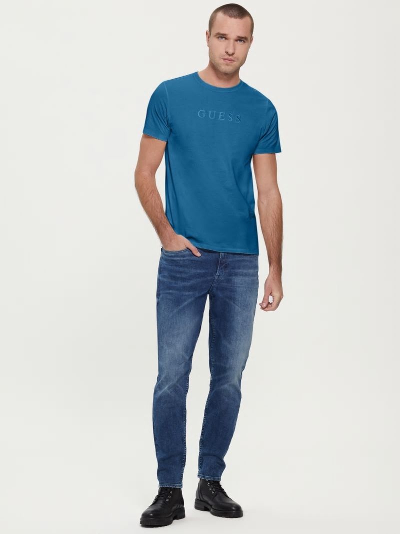 Guess Embroidered Logo Tee - Uniform Blue