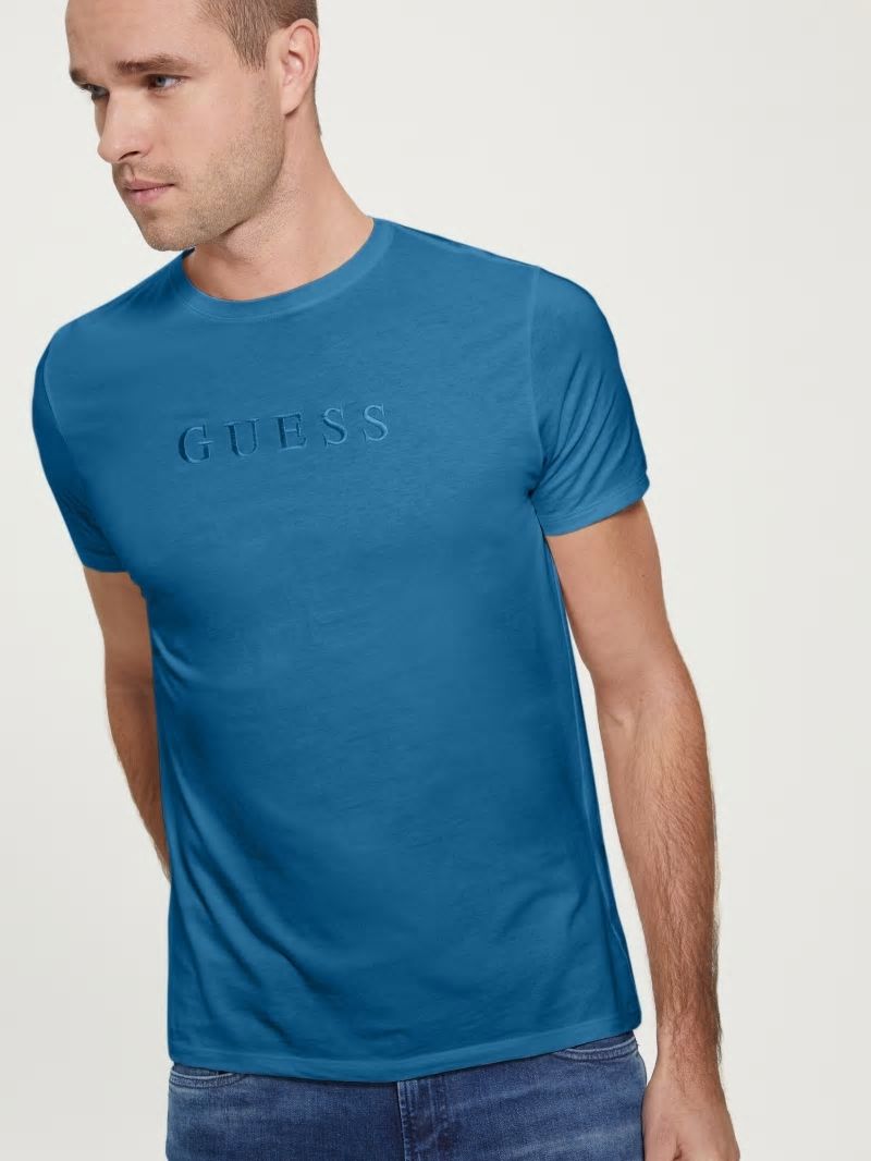 Guess Embroidered Logo Tee - Uniform Blue