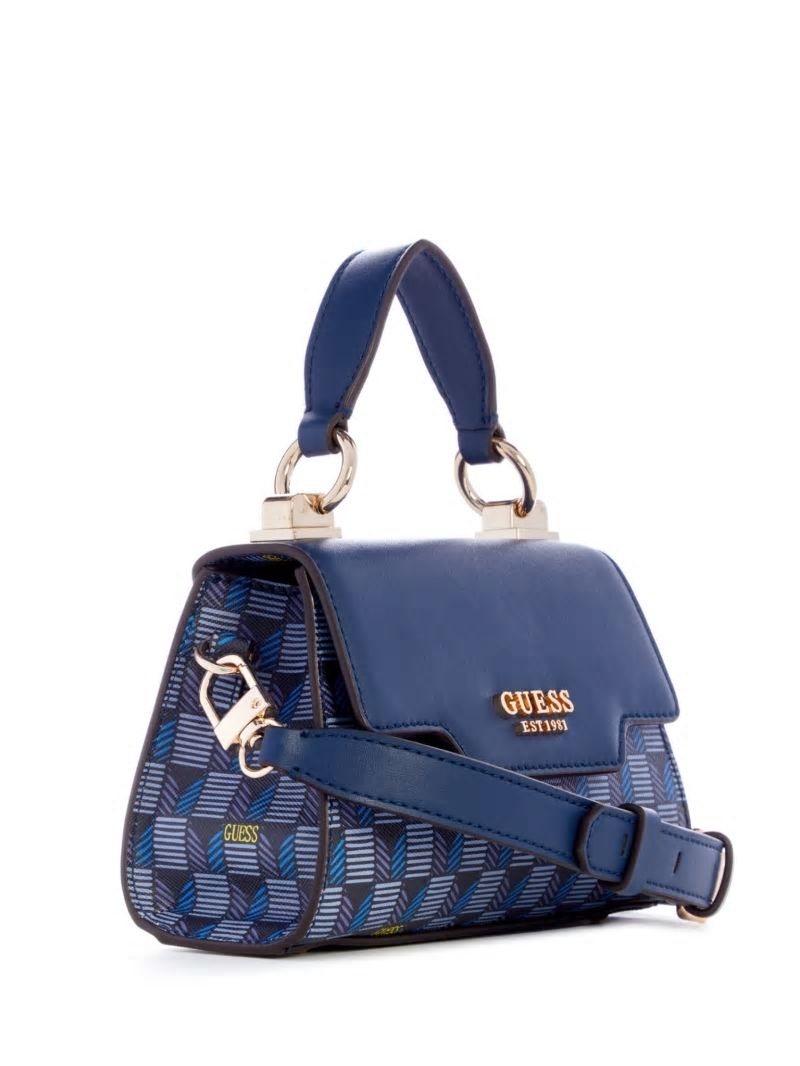 Guess Hallie Mini Fold-Over Flap Bag - Blue