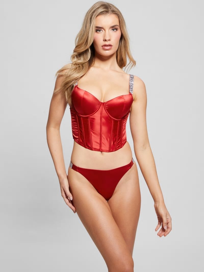 Guess Naomi Embellished Bustier - Rugby Red