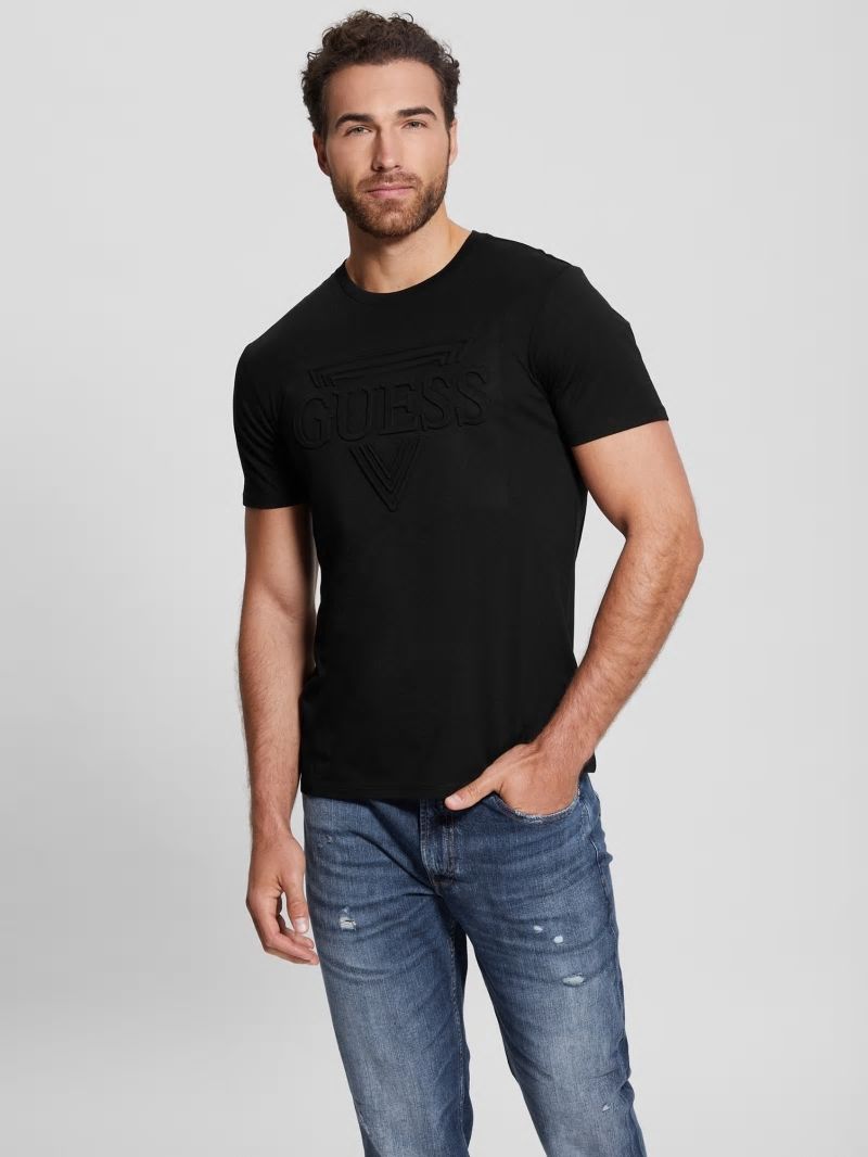 Guess Eco Embossed Logo Tee - Black