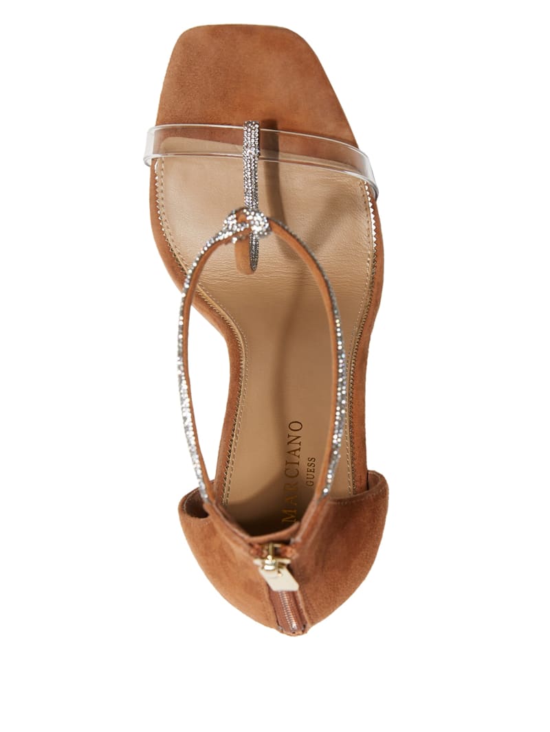 Guess Olivia Embellished Heeled Sandal - Cognac