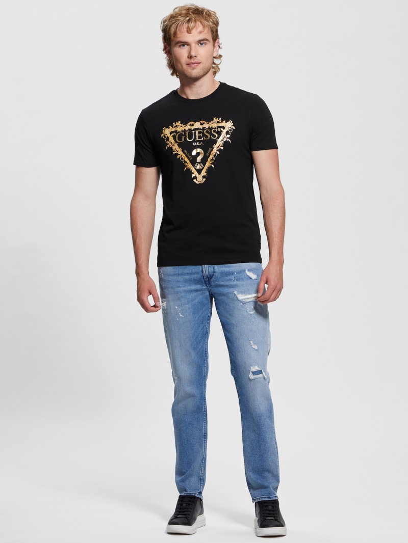 Guess Logo Tri-Scroll Tee - Black