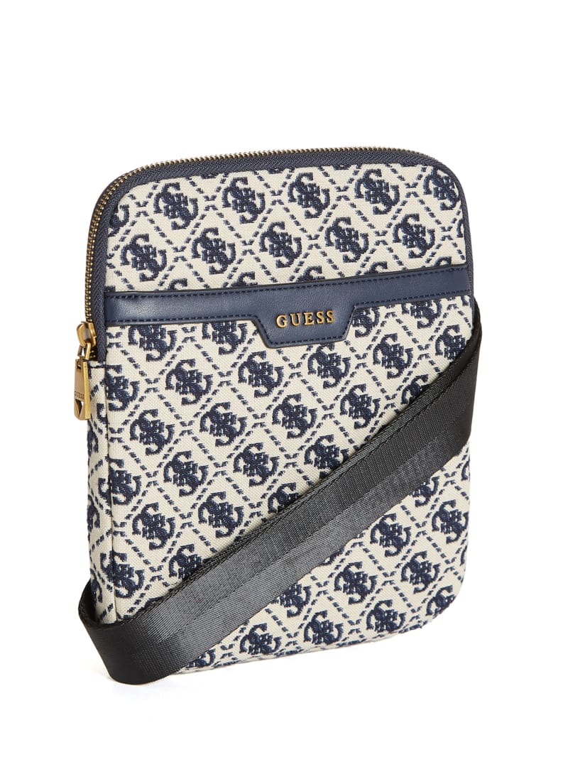 Guess Quattro G Flat Crossbody - Ivory/Blue