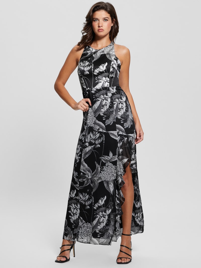 Guess Eco Evangelina Maxi Dress - Phantom Flora Print Black