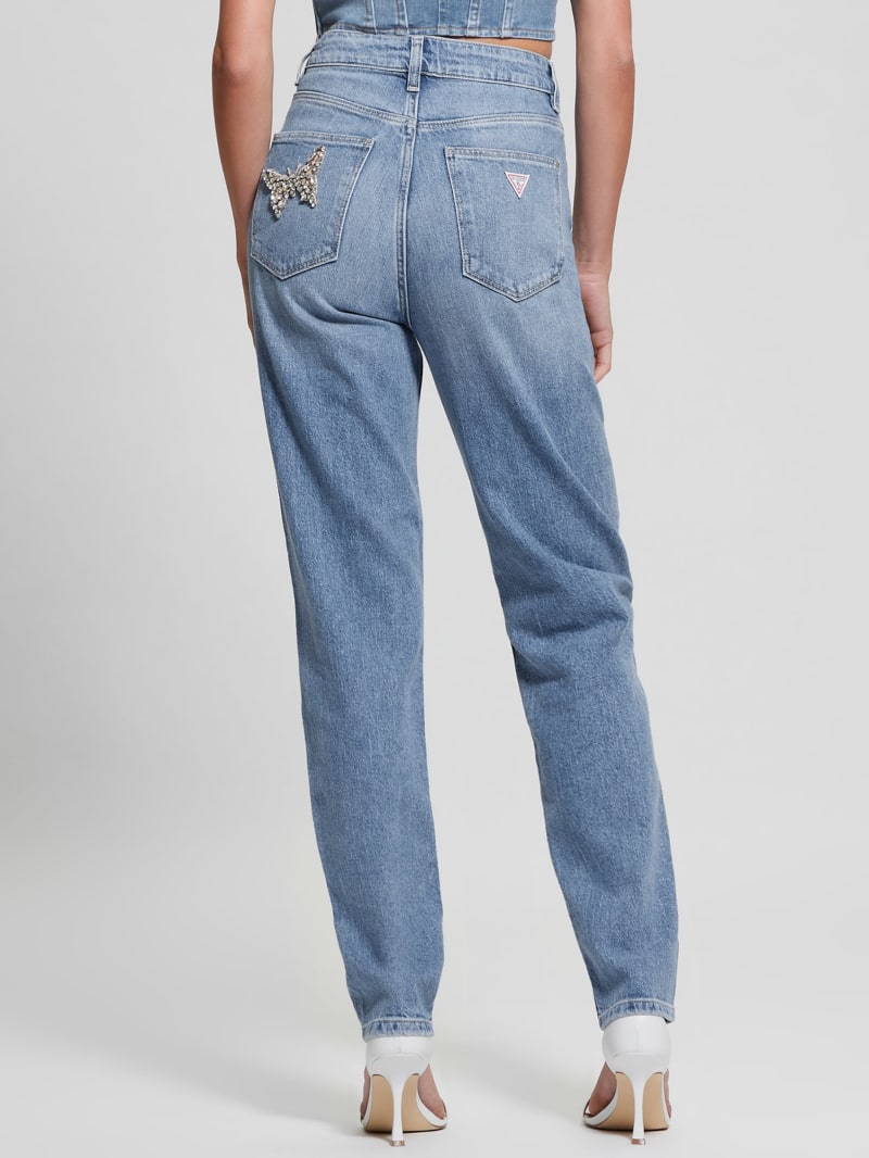 Guess Rhinestone Butterfly High-Rise Mom Jeans - Oneroa