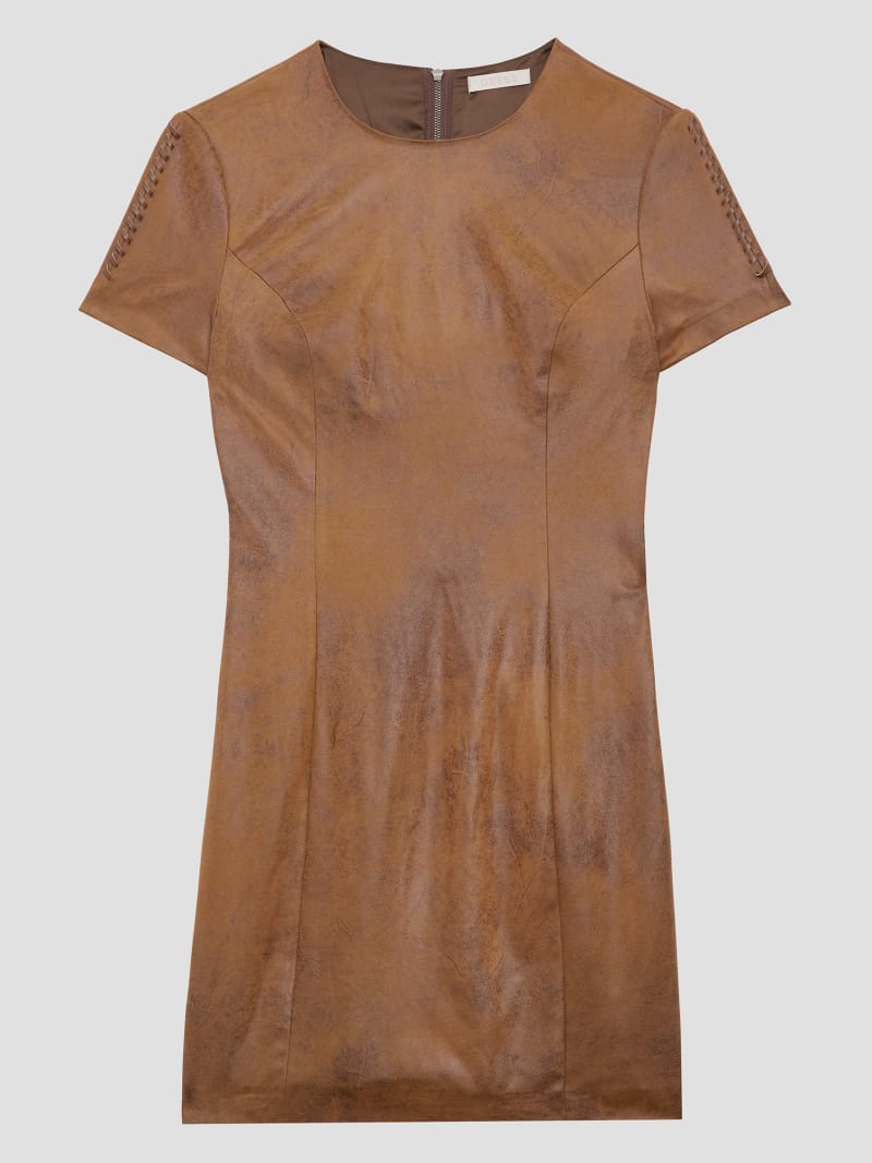 Guess Eco Sveva Faux-Leather Icon Dress - Brown Vintage Suede