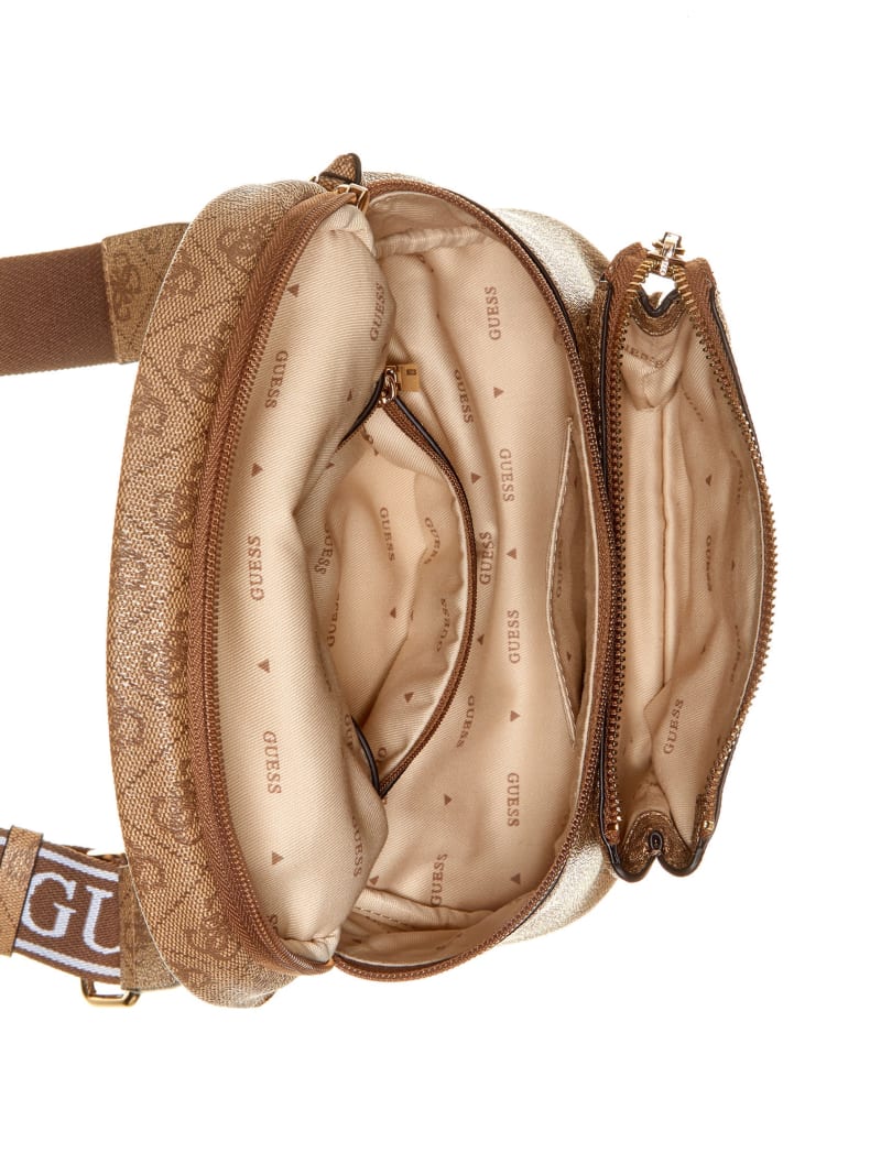 Guess Power Play Quattro G Mini Sling Bag - Latte Logo